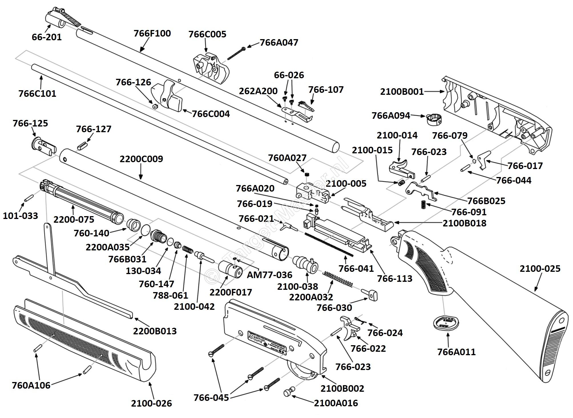 2100, Onderdeeltekening Crosman Classic 2100